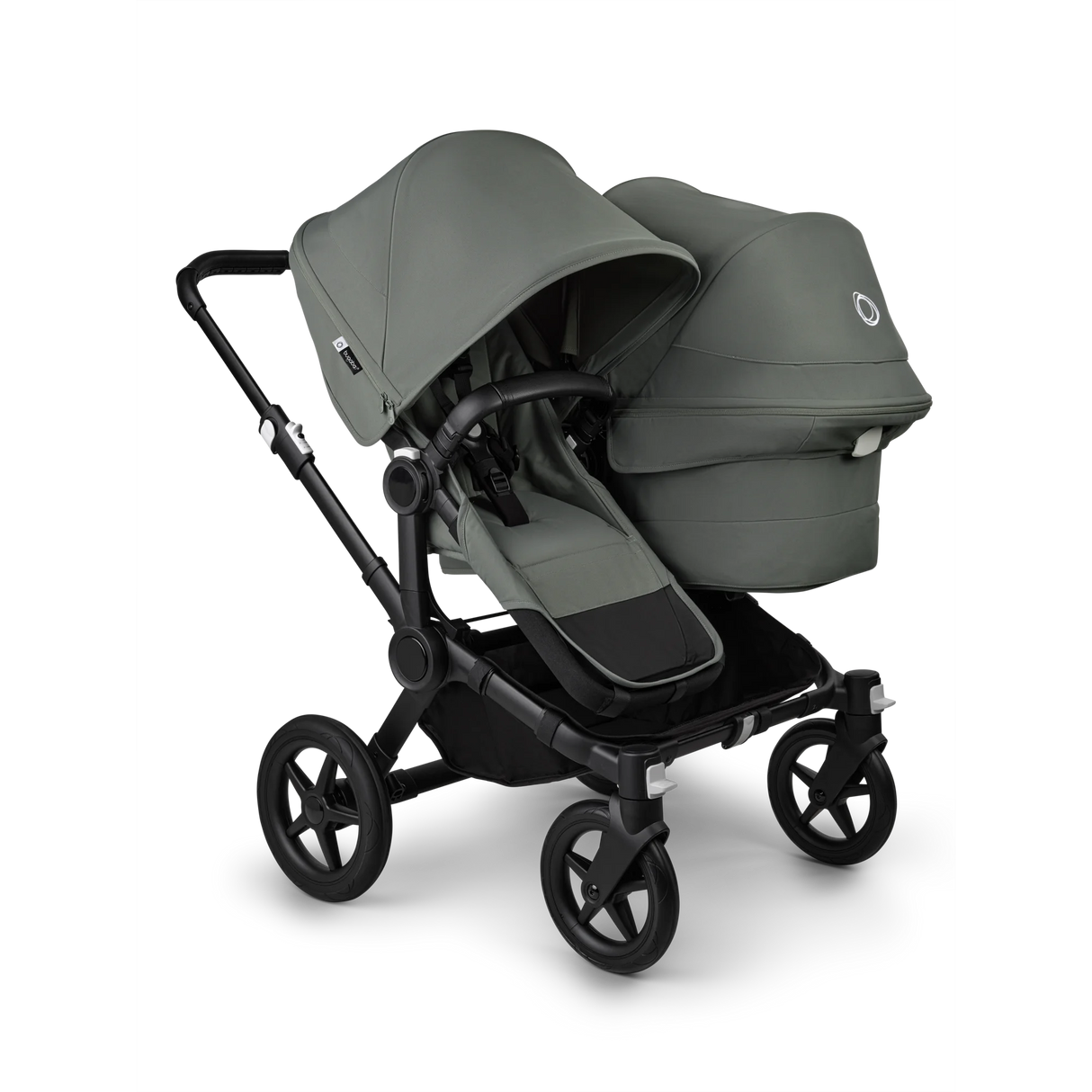 Bugaboo Donkey 5 Duo – en grön syskonvagn med sittdel och liggdel