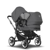 Bugaboo Donkey 5 Duo – en grå syskonvagn med sittdel och liggdel