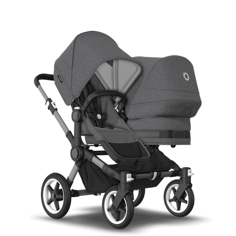 Bugaboo Donkey 5 Duo – en grå syskonvagn med sittdel och liggdel
